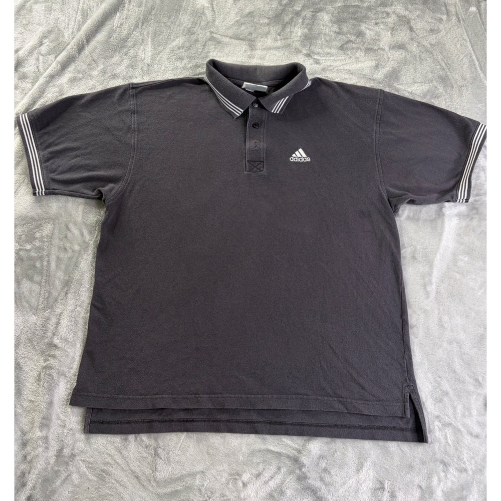 Vintage 90s adidas Equipment Polo Shirt Men XL Gray Cotton Blend Embroidered